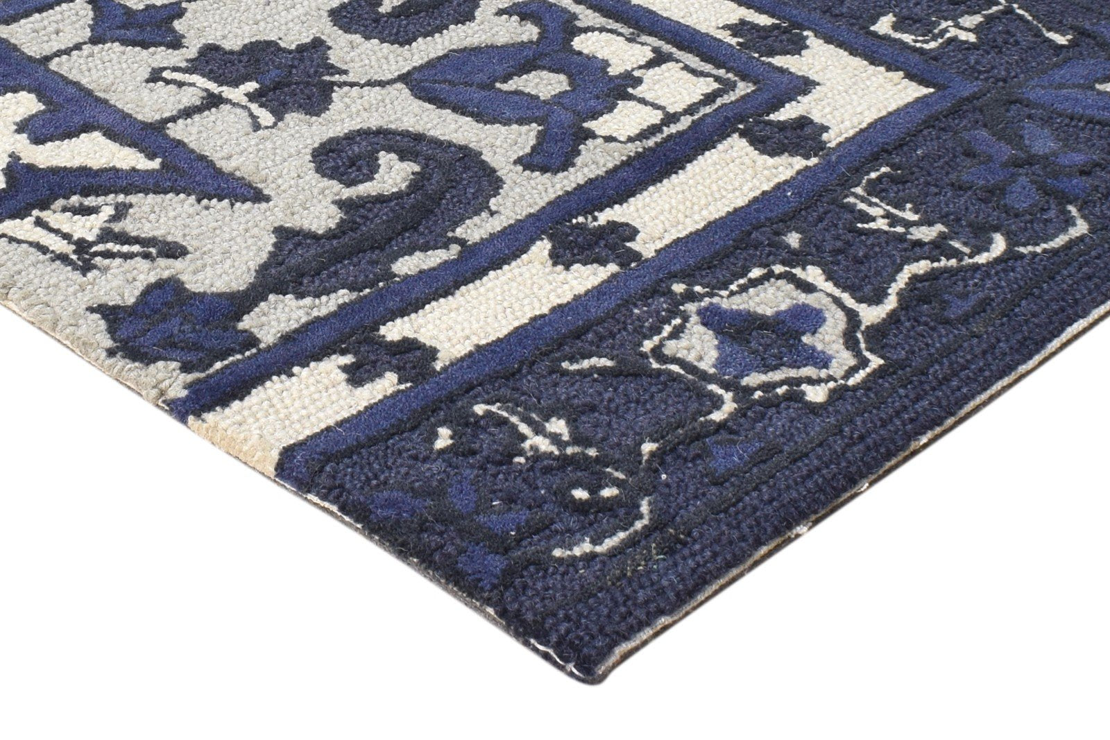 2' X 3' Rug Wool Grey Persian Hand Tufted Heriz-Indian Oriental Small Carpet 7865179832469