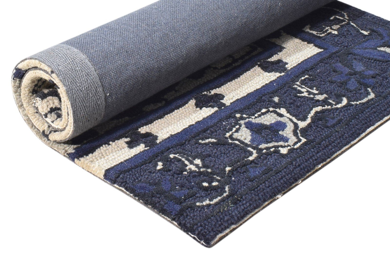 2' X 3' Rug Wool Grey Persian Hand Tufted Heriz-Indian Oriental Small Carpet 7865179832469