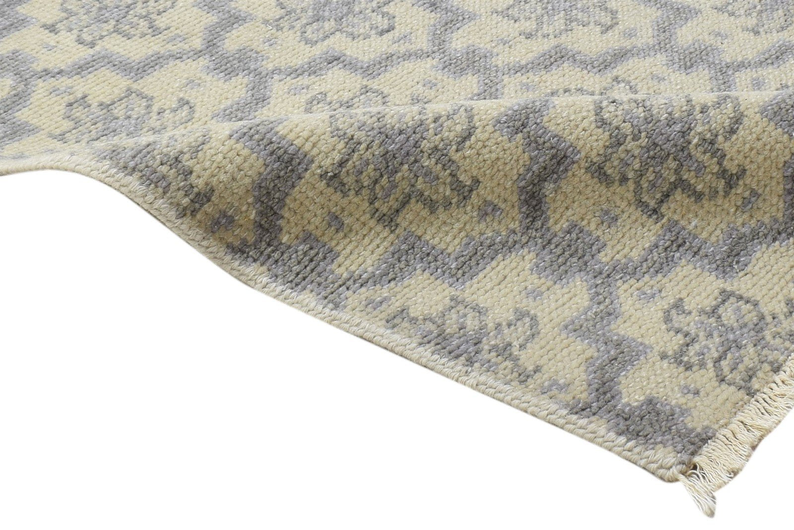 2' X 3' Rug Wool Ivory Modern Hand Knotted Moroccan Trellis Small Carpet 7864086298773