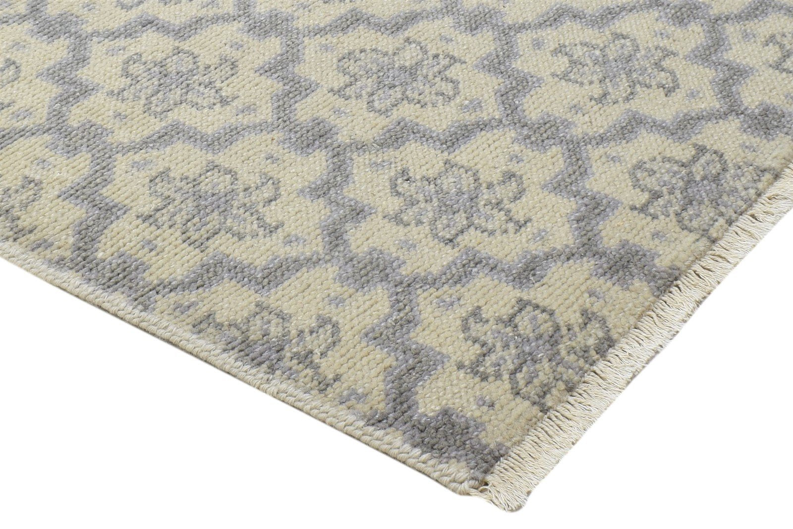 2' X 3' Rug Wool Ivory Modern Hand Knotted Moroccan Trellis Small Carpet 7864086298773