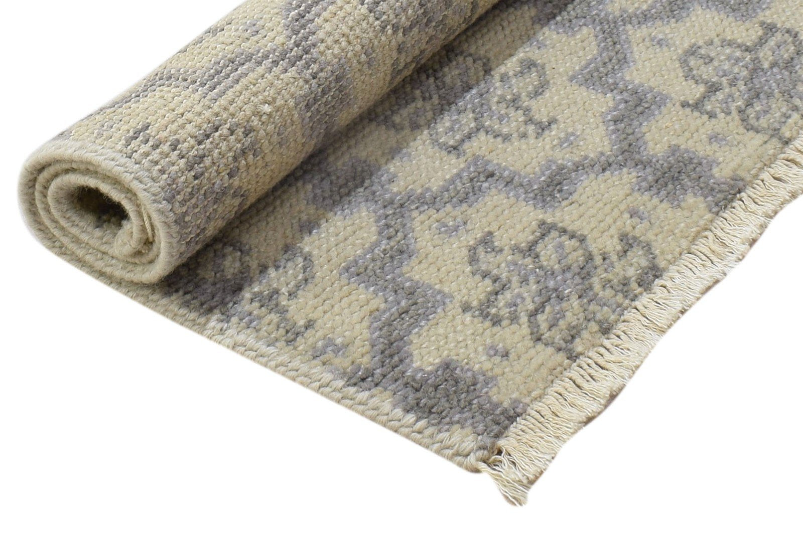 2' X 3' Rug Wool Ivory Modern Hand Knotted Moroccan Trellis Small Carpet 7864086298773