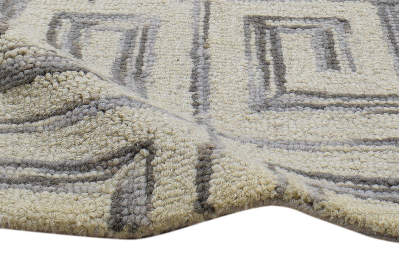 2' X 3' Rug Wool Ivory Modern Hand Tufted Scandinavian Geometric Small Carpet 7860708081813