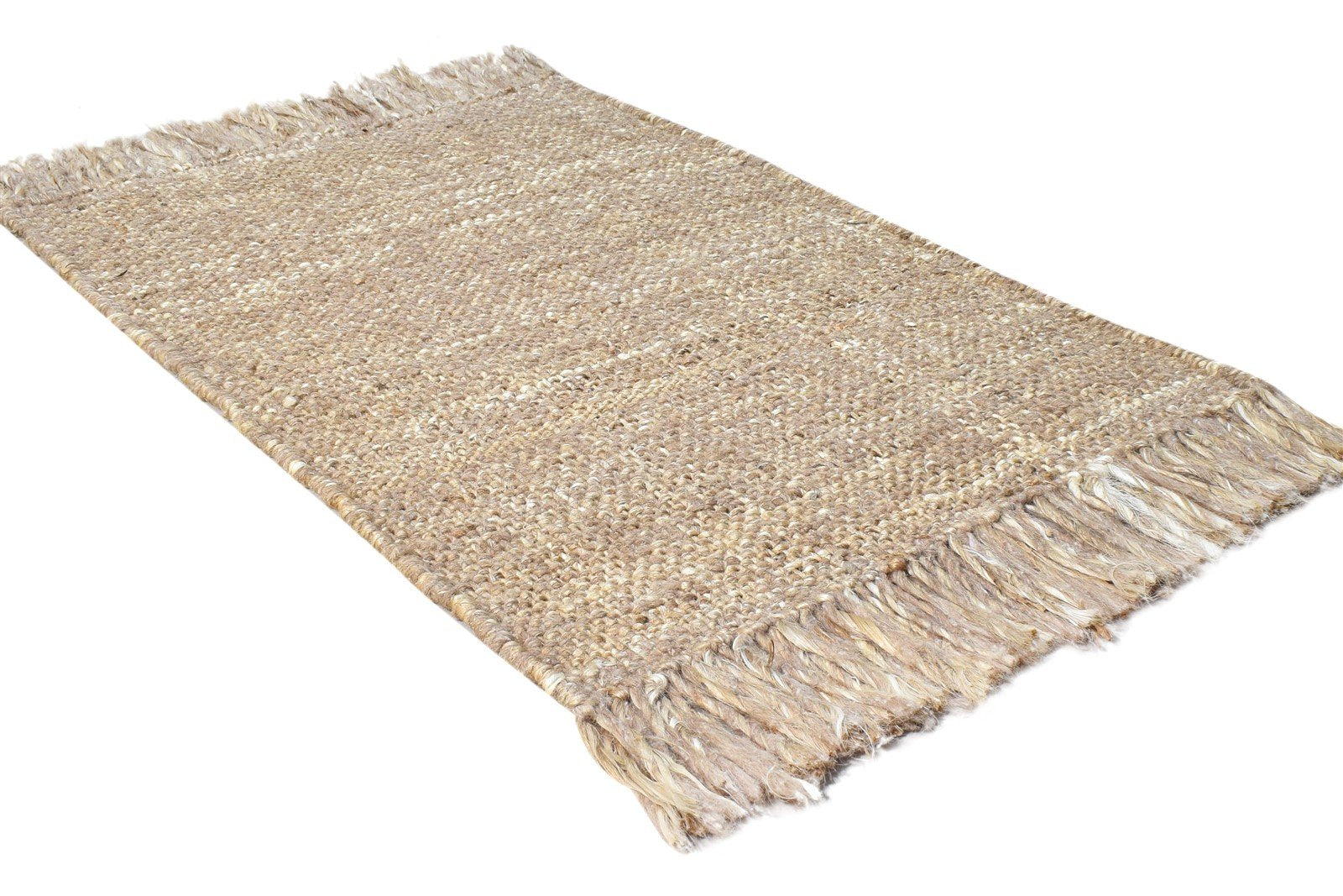 2' X 3' Rug Wool / Jute Brown Modern Flatweave Scandinavian Solid Small Carpet 7865138774165