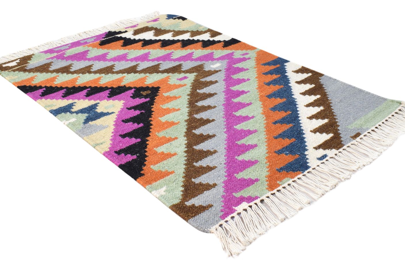 Katlin 2' X 3' Rug Wool Multi Color Modern Dhurrie Bohemian Abstract 7865081725077