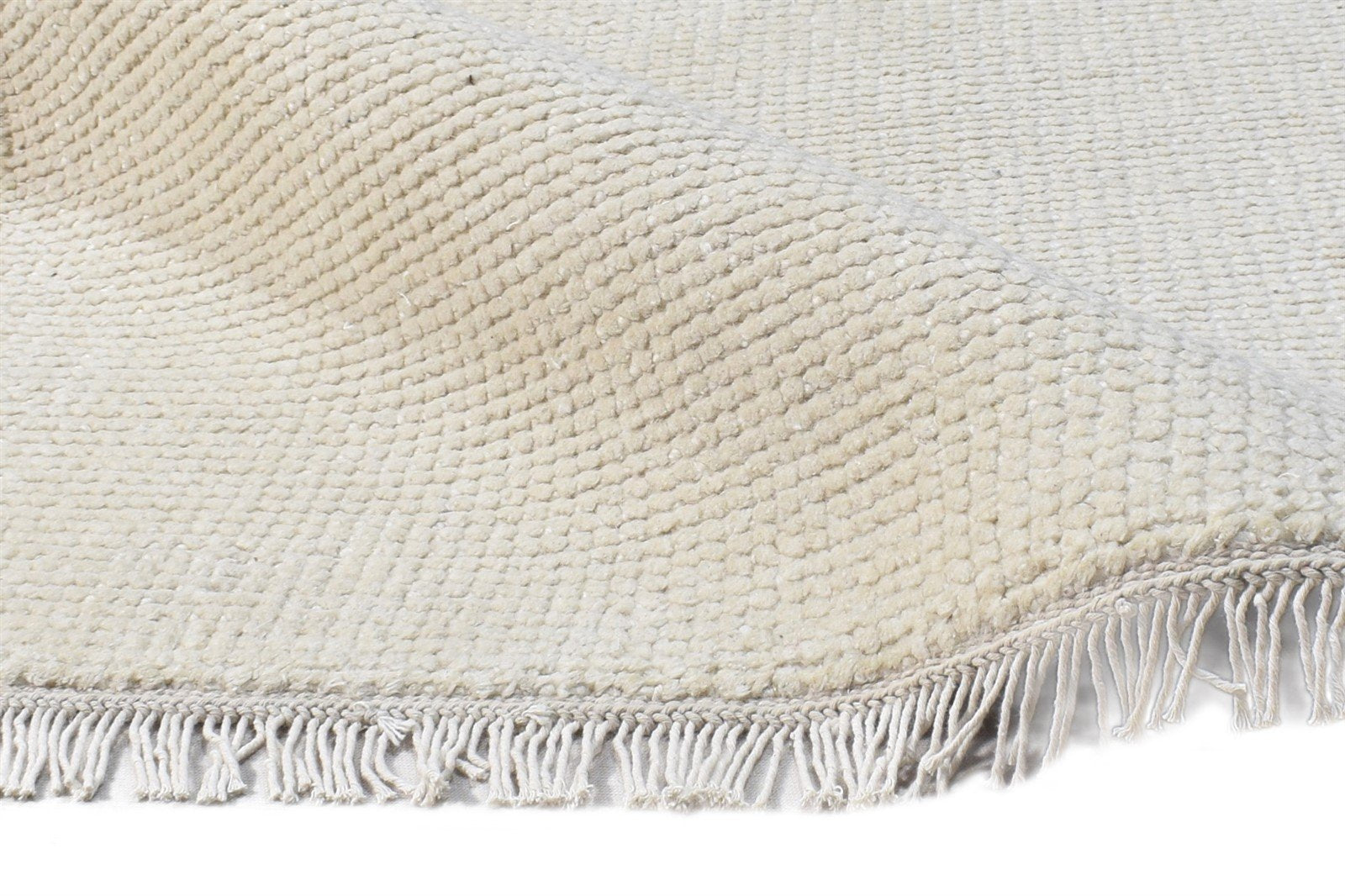 2' X 3' Rug Wool Off-White Modern Hand Knotted Scandinavian Solid Small Carpet 7865124225173