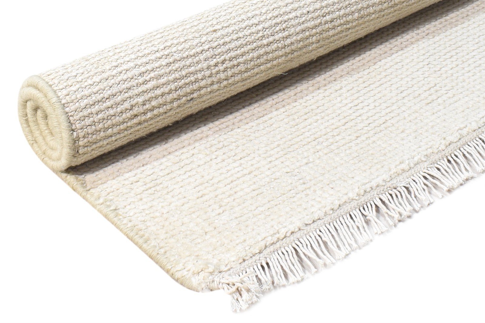 2' X 3' Rug Wool Off-White Modern Hand Knotted Scandinavian Solid Small Carpet 7865124225173