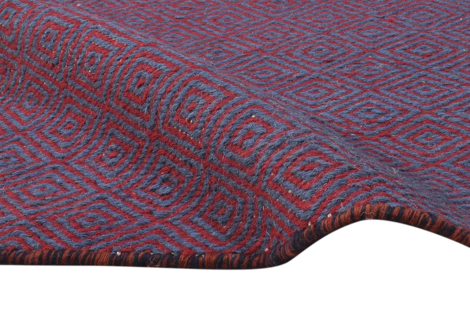 2' X 3' Rug Wool Red Modern Dhurrie Scandinavian Diamond Small Carpet 7865013829781