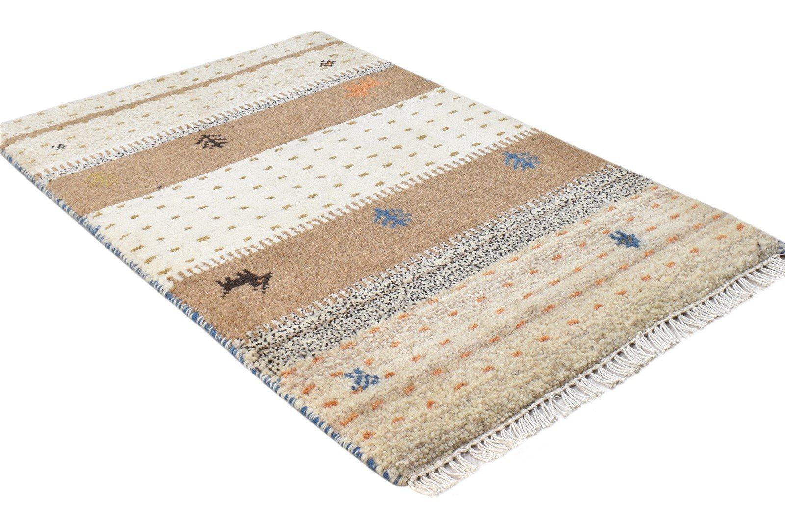 2' X 3' Rug Wool Sand Southwestern Hand Knotted Gabbeh Tribal Small Carpet 7865100435605