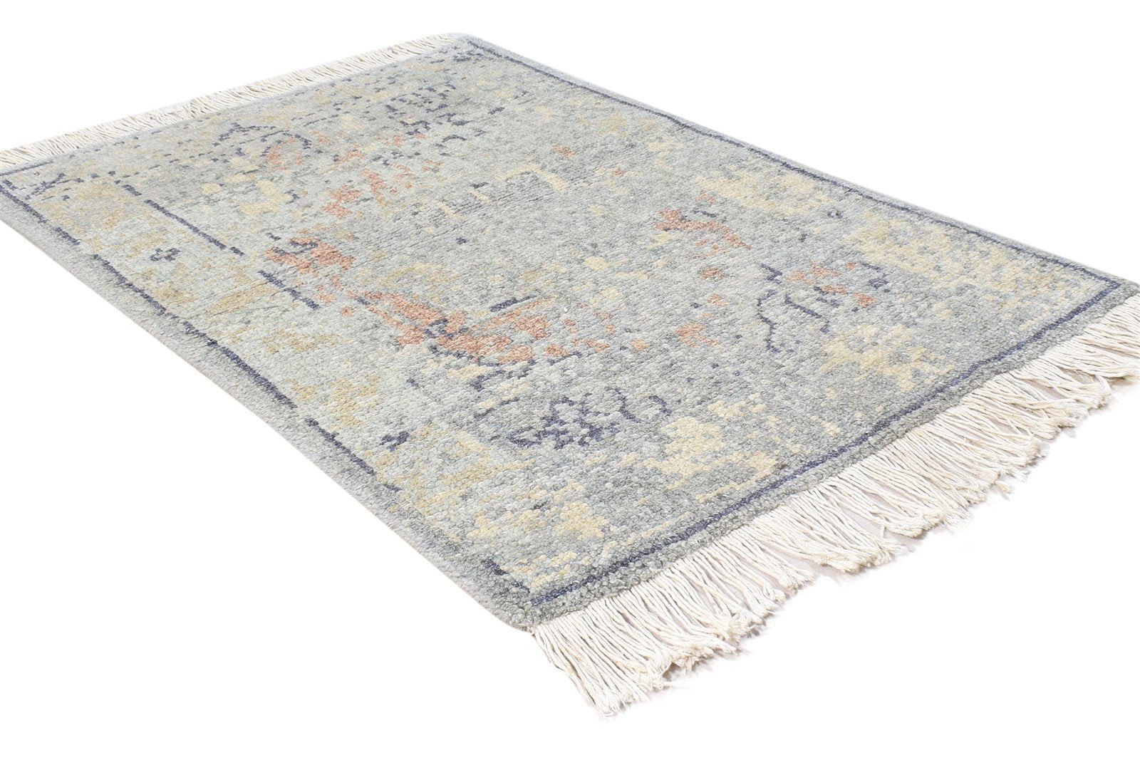 2' X 3' Rug Wool Silk Grey Modern Hand Knotted American Abstract Small Carpet 7865050890389