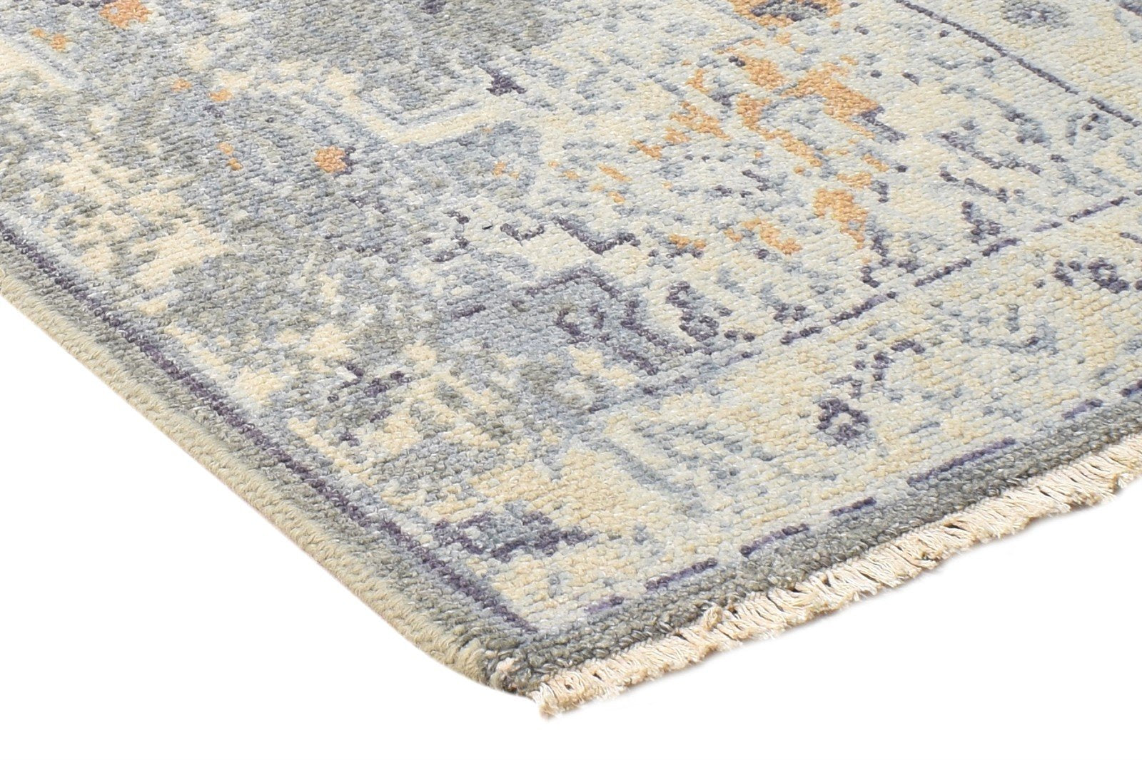 2' X 3' Rug Wool Silk Grey Modern Hand Knotted American Abstract Small Carpet 7865120981141
