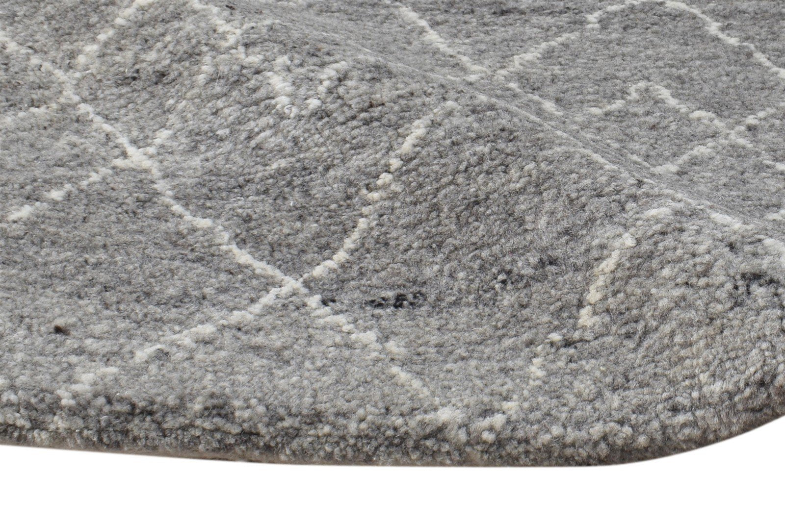 2' X 3' Rug Wool / Silk Grey Modern Hand Knotted Moroccan Diamond Small Carpet 7865051054229