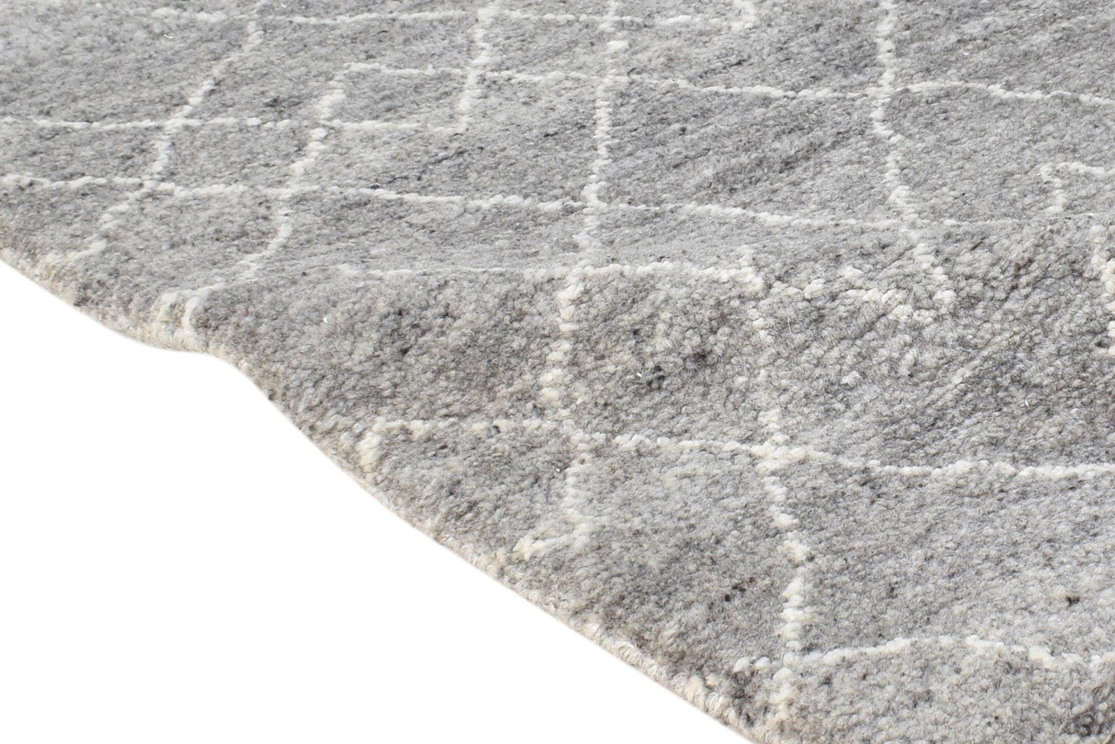 2' X 3' Rug Wool / Silk Grey Modern Hand Knotted Moroccan Diamond Small Carpet 7865051054229