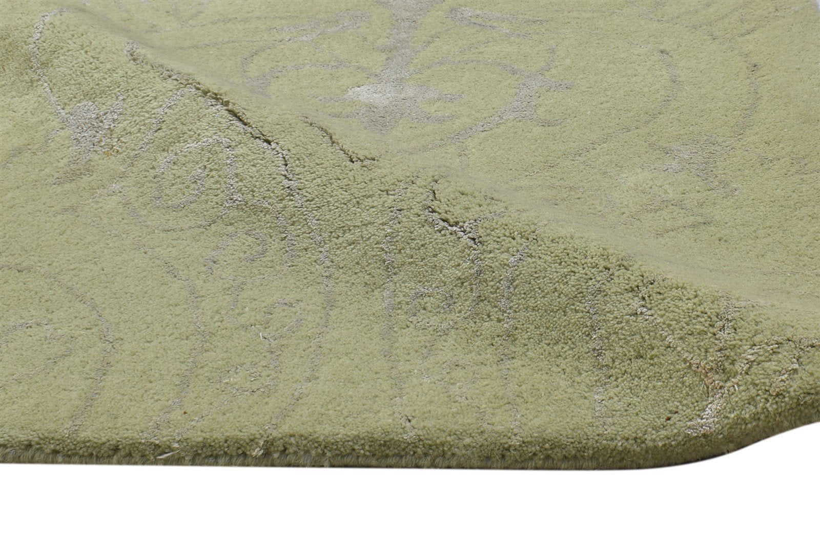 2' X 3' Rug Wool / Silk Sage Modern Hand Tufted Moroccan Damask Small Carpet 7864172544149