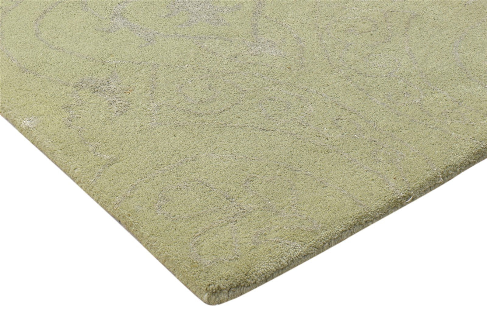 2' X 3' Rug Wool / Silk Sage Modern Hand Tufted Moroccan Damask Small Carpet 7864172544149