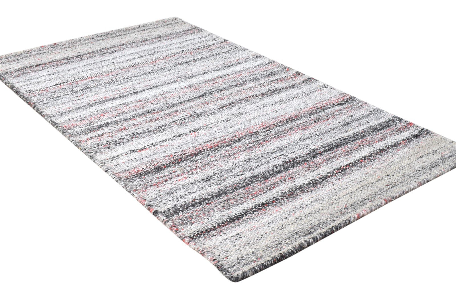 2' X 4' Rug Pet Yarn Grey Modern Flatweave Scandinavian Striped Small Carpet 7865139167381