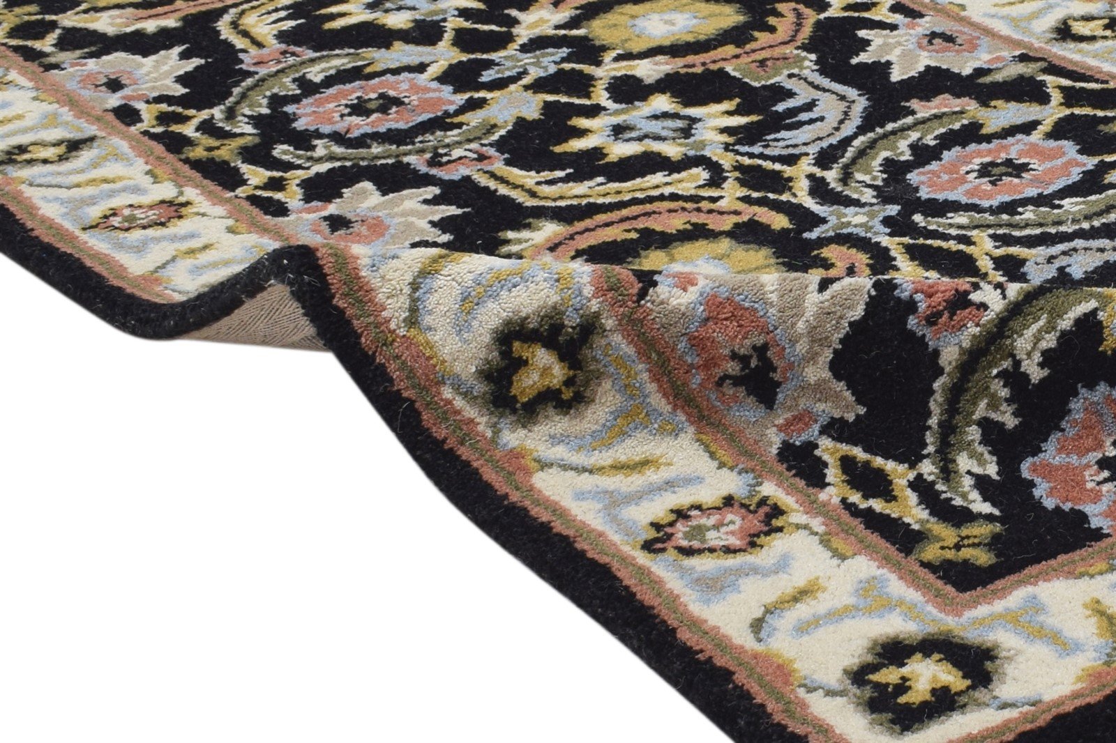 2' X 8' Rug Wool Black Persian Hand Tufted Kashan Oriental Small Runner 7864853168277