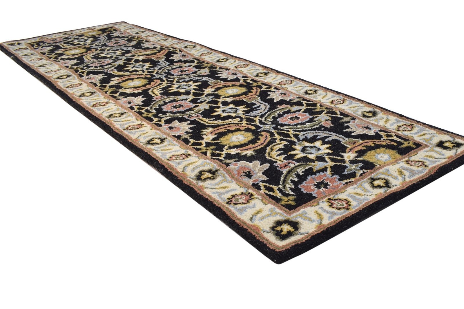 2' X 8' Rug Wool Black Persian Hand Tufted Kashan Oriental Small Runner 7864853168277