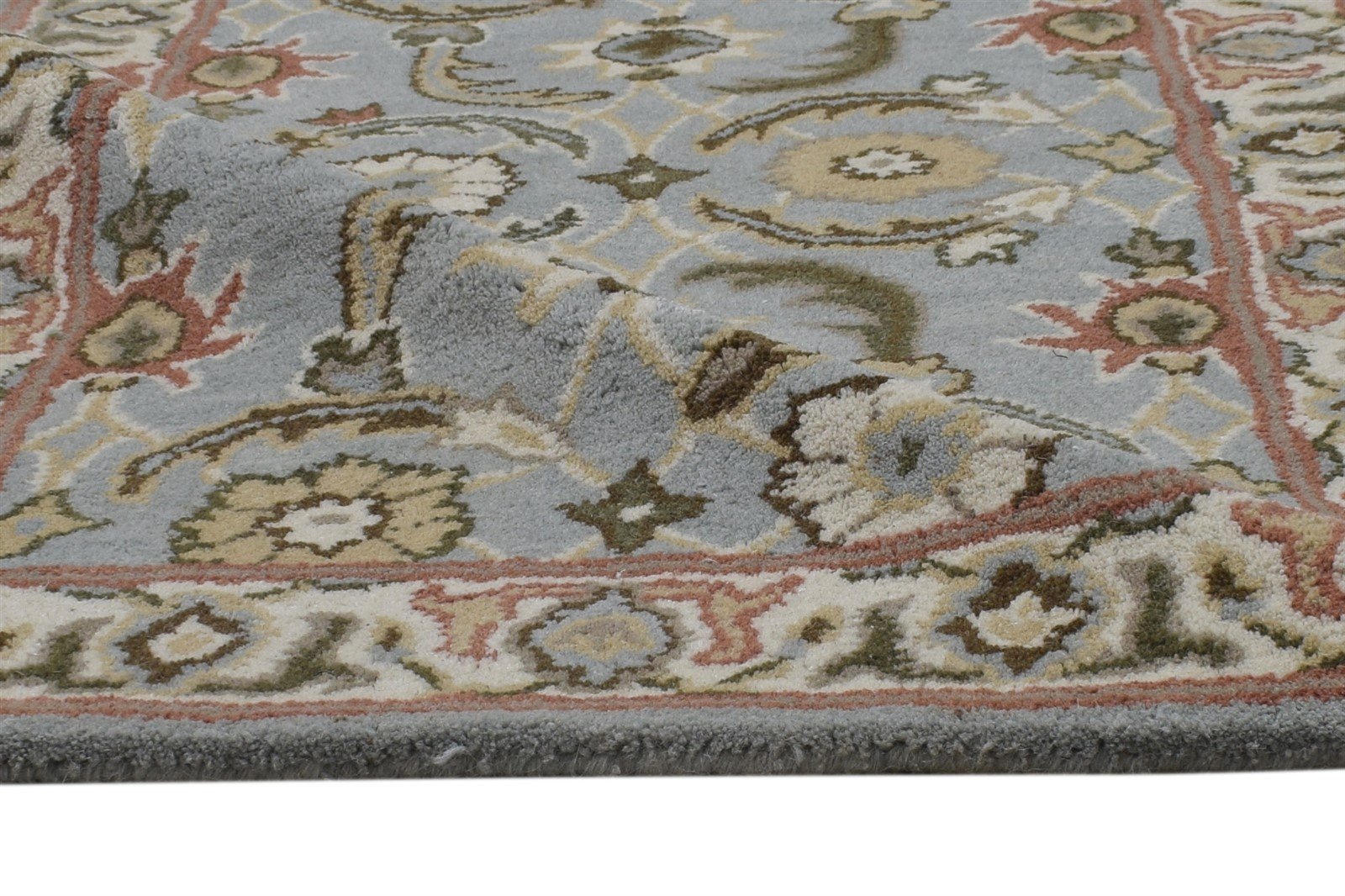 2' X 8' Rug Wool Blue Persian Hand Tufted Kashan Oriental Small Runner 7864858116245