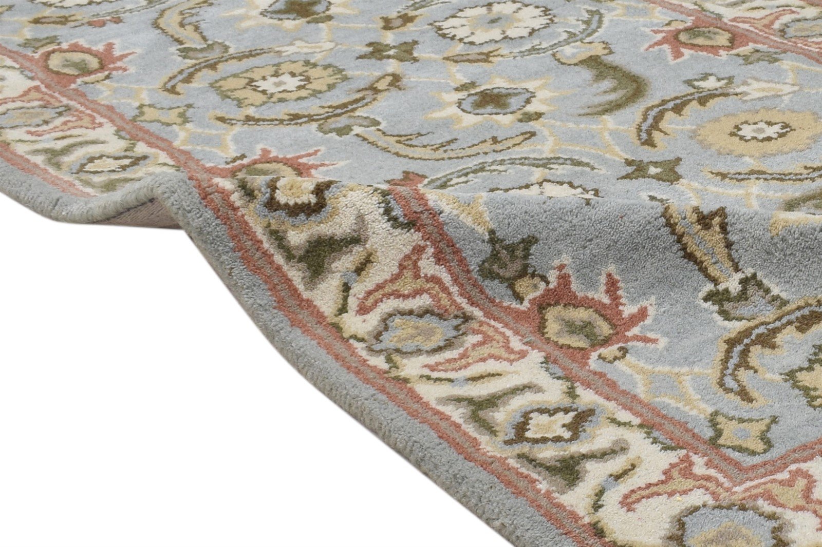 2' X 8' Rug Wool Blue Persian Hand Tufted Kashan Oriental Small Runner 7864858116245