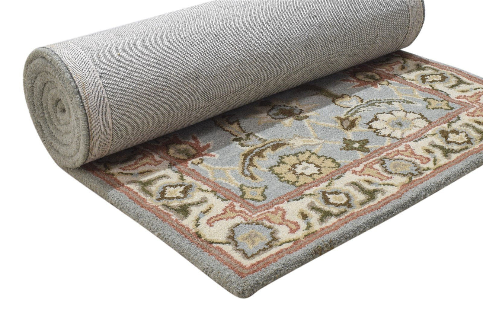 2' X 8' Rug Wool Blue Persian Hand Tufted Kashan Oriental Small Runner 7864858116245