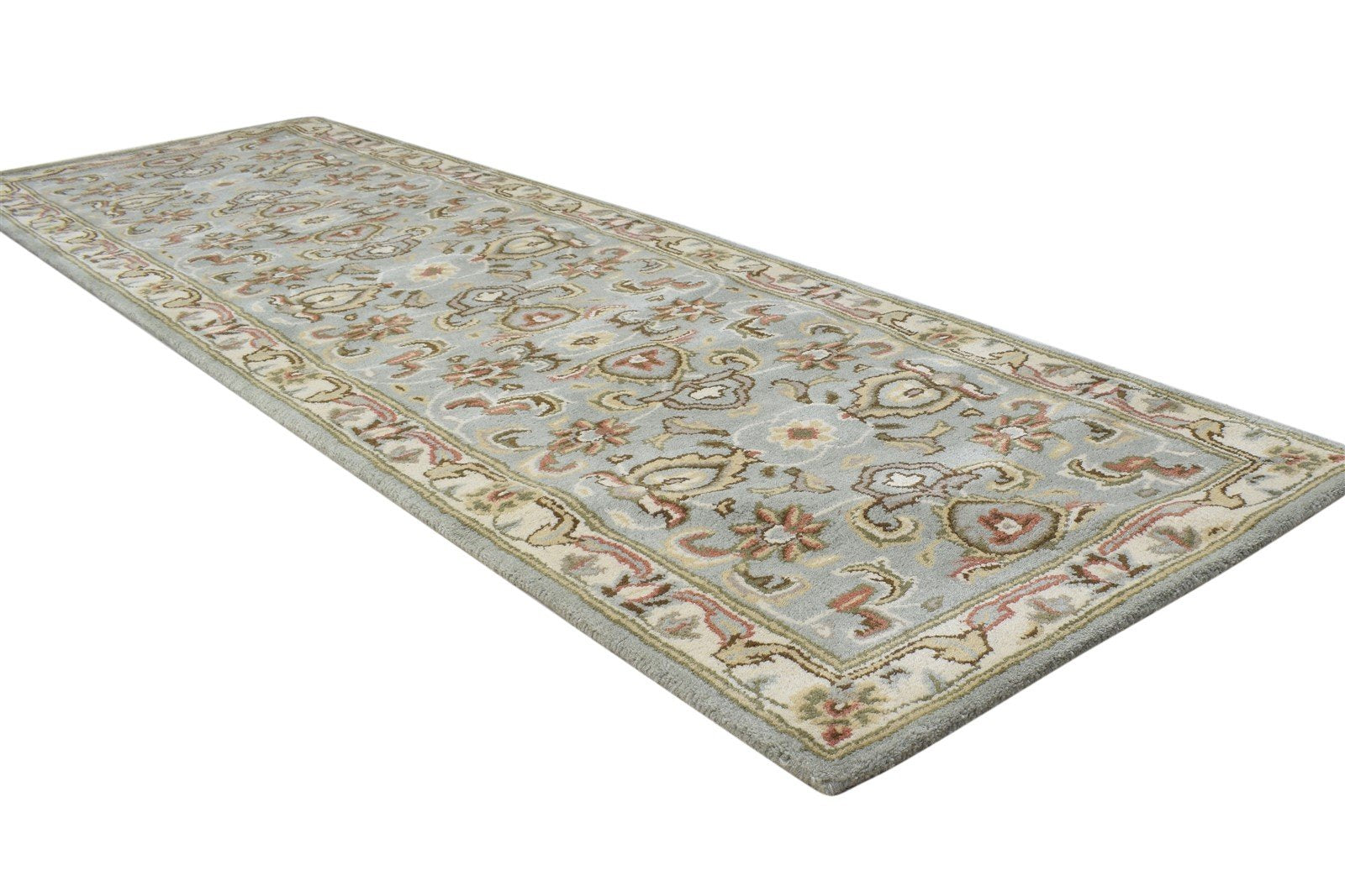 2' X 8' Rug Wool Blue Persien Hand Tufted Kashan Oriental Small Runner 7864856346773