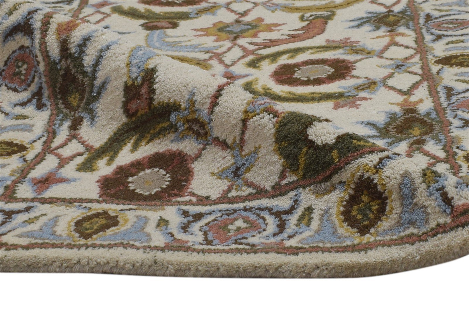 2' X 8' Rug Wool Cream Persien Hand Tufted Kashan Oriental Small Runner 7864855068821