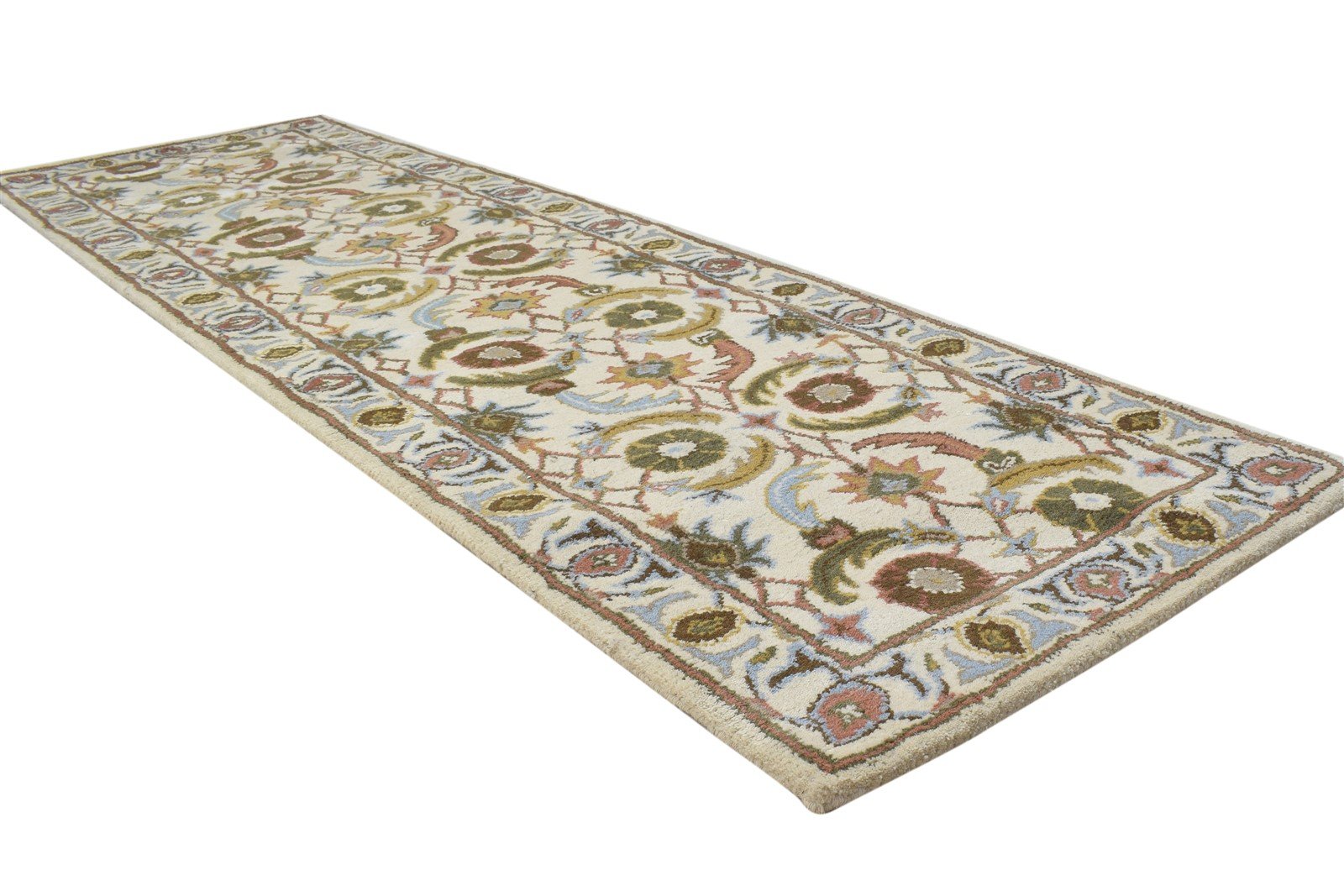 2' X 8' Rug Wool Cream Persien Hand Tufted Kashan Oriental Small Runner 7864855068821