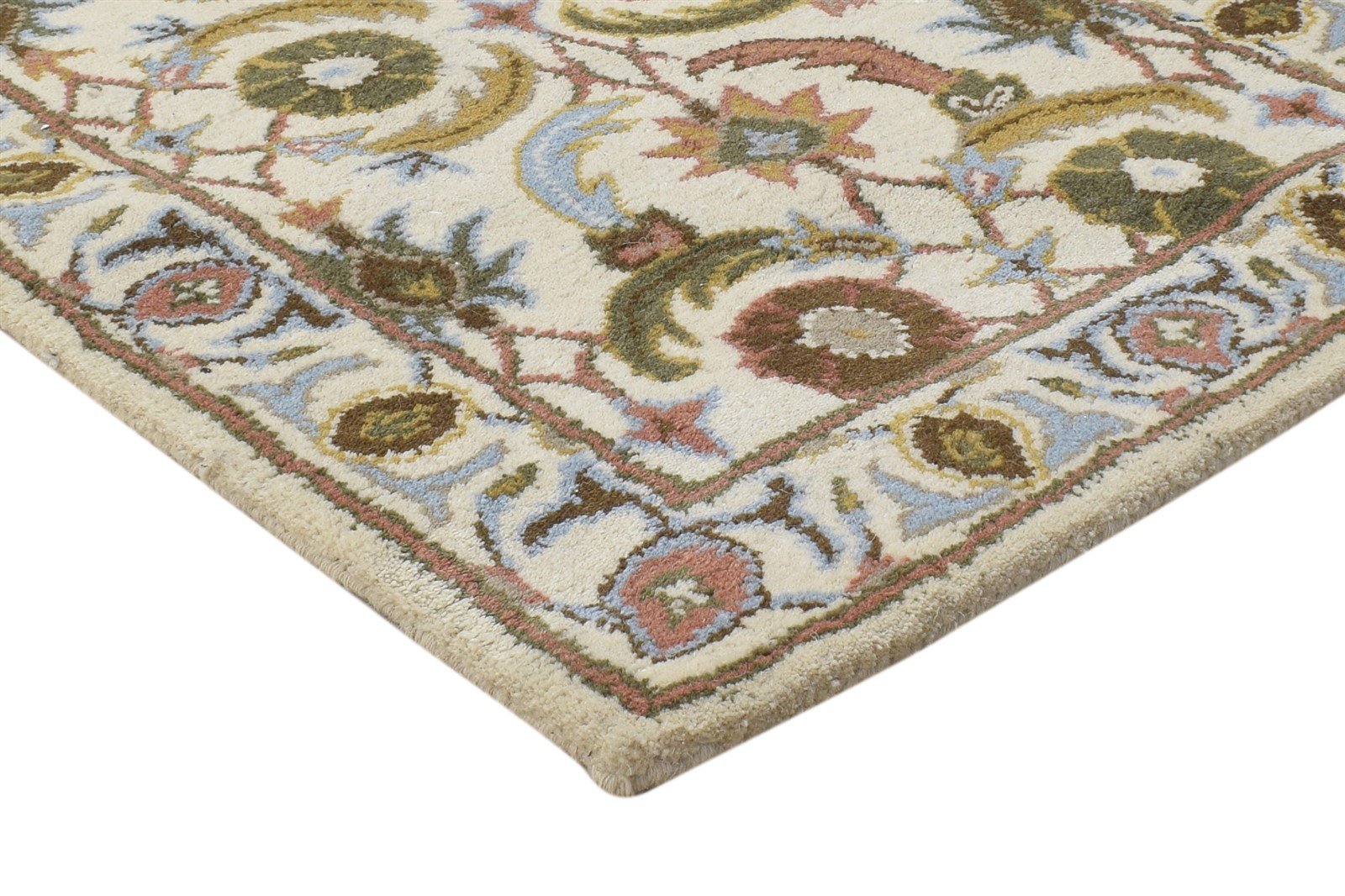 2' X 8' Rug Wool Cream Persien Hand Tufted Kashan Oriental Small Runner 7864855068821