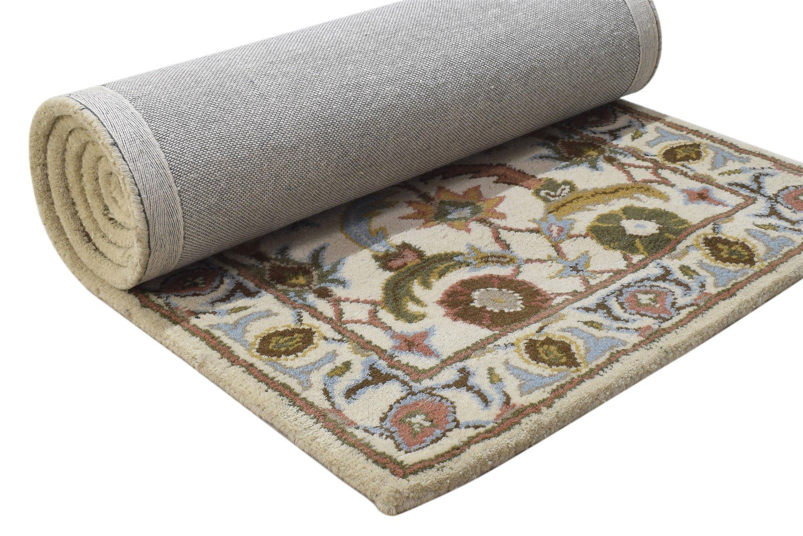 2' X 8' Rug Wool Cream Persien Hand Tufted Kashan Oriental Small Runner 7864855068821