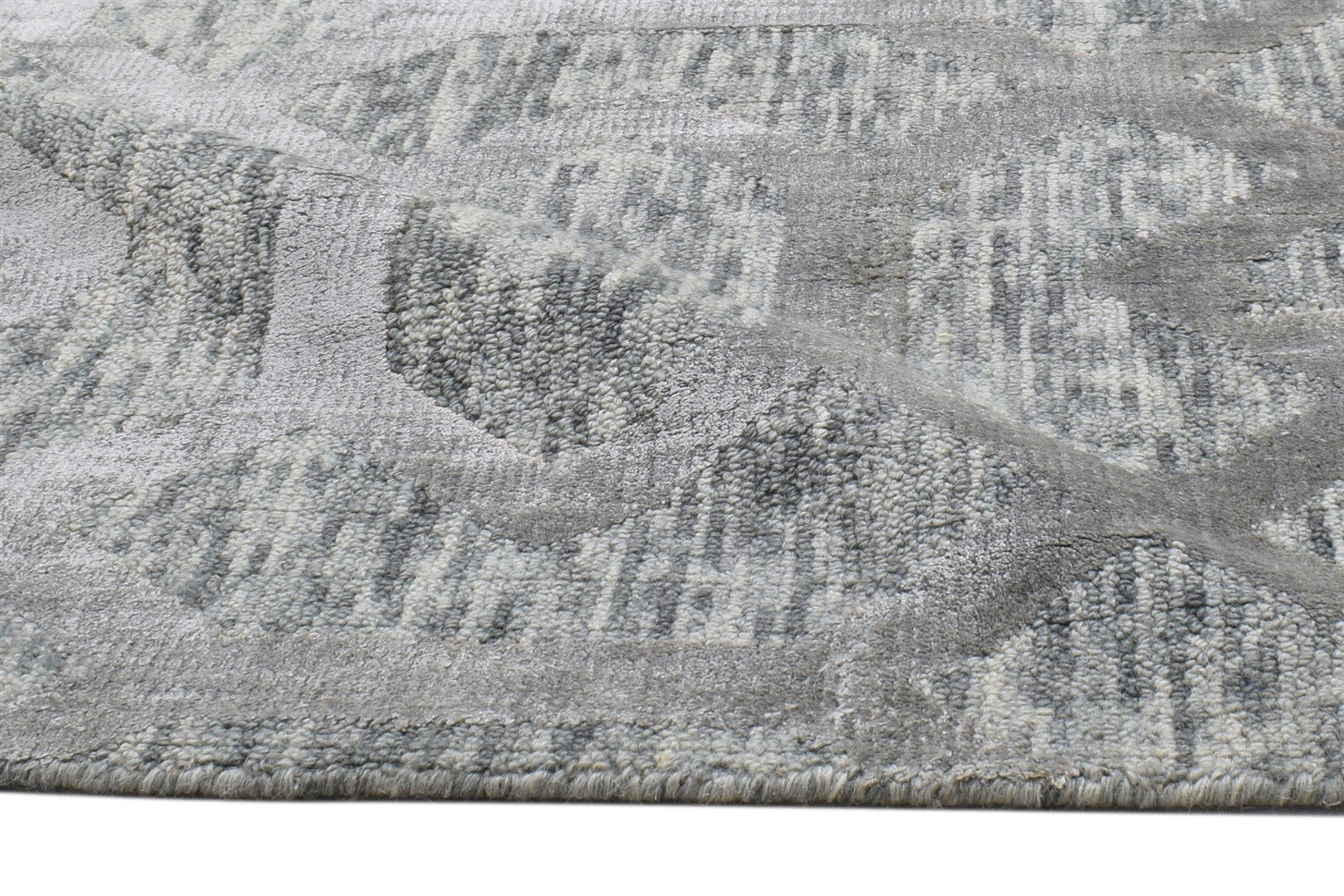 2' X 8' Rug Wool Silk Grey Modern Jacquard Loom Moroccan Trellis Small Runner 7864146526357