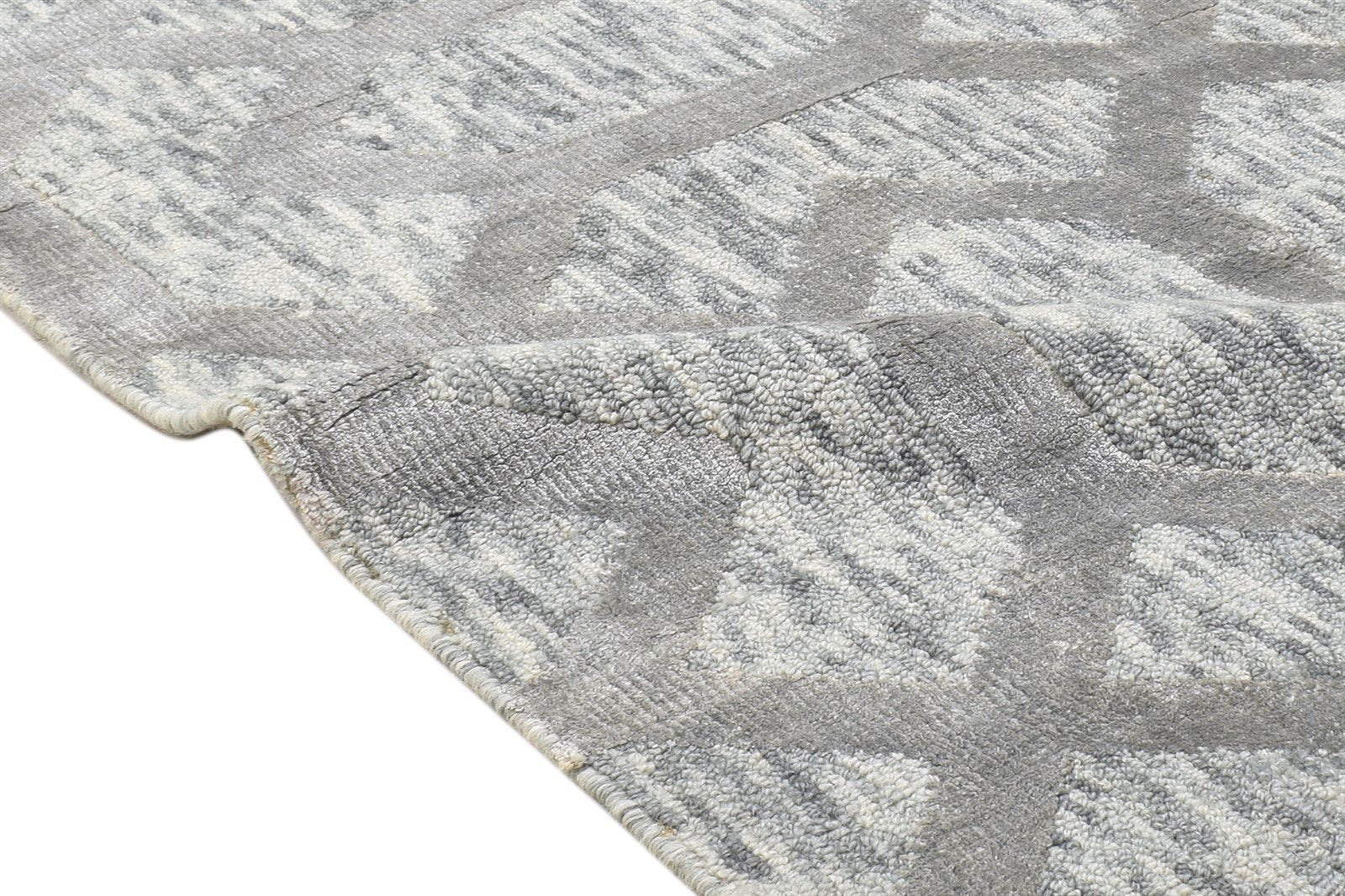 2' X 8' Rug Wool Silk Grey Modern Jacquard Loom Moroccan Trellis Small Runner 7864146526357