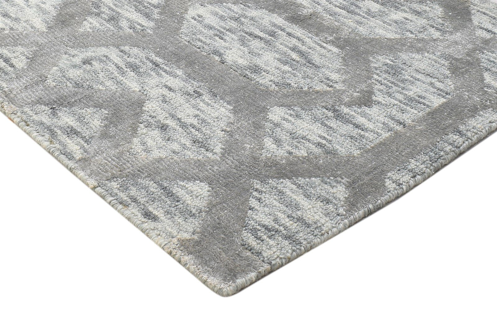 2' X 8' Rug Wool Silk Grey Modern Jacquard Loom Moroccan Trellis Small Runner 7864146526357
