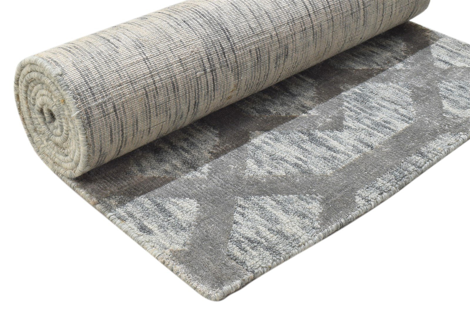 2' X 8' Rug Wool Silk Grey Modern Jacquard Loom Moroccan Trellis Small Runner 7864146526357
