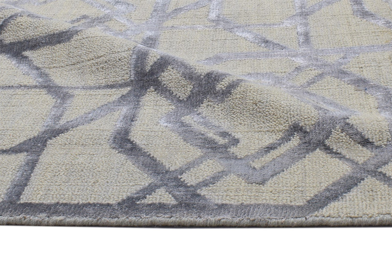 2' X 9' Rug Wool Silk Cream Modern Jacquard Loom Moroccan Trellis Small Runner 7864146821269