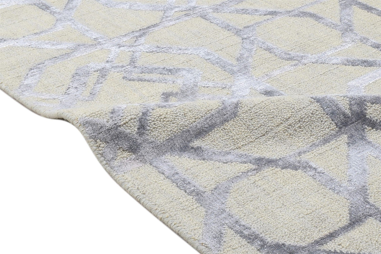 2' X 9' Rug Wool Silk Cream Modern Jacquard Loom Moroccan Trellis Small Runner 7864146821269