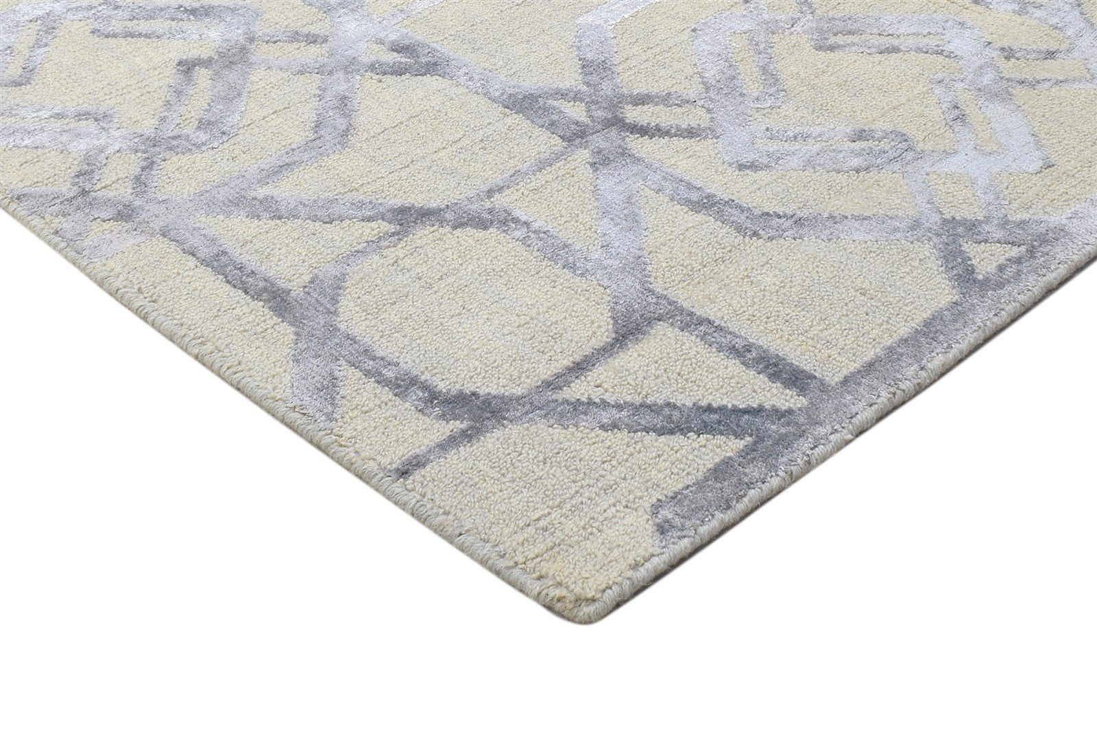 2' X 9' Rug Wool Silk Cream Modern Jacquard Loom Moroccan Trellis Small Runner 7864146821269