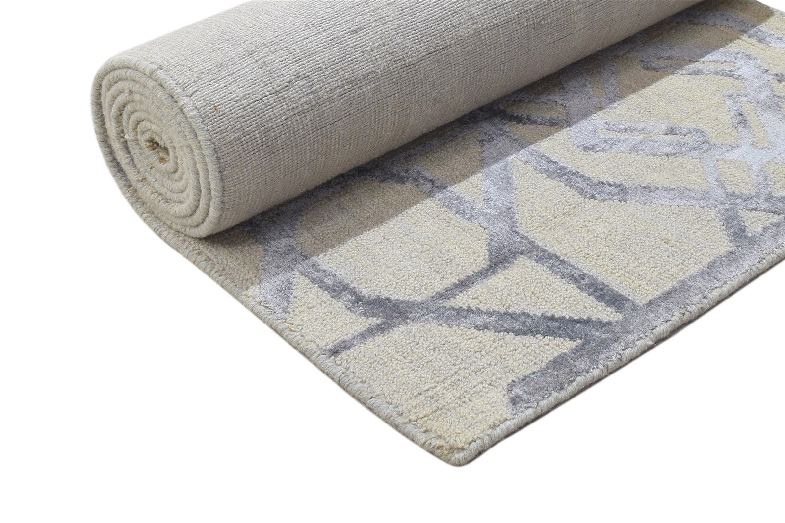 2' X 9' Rug Wool Silk Cream Modern Jacquard Loom Moroccan Trellis Small Runner 7864146821269