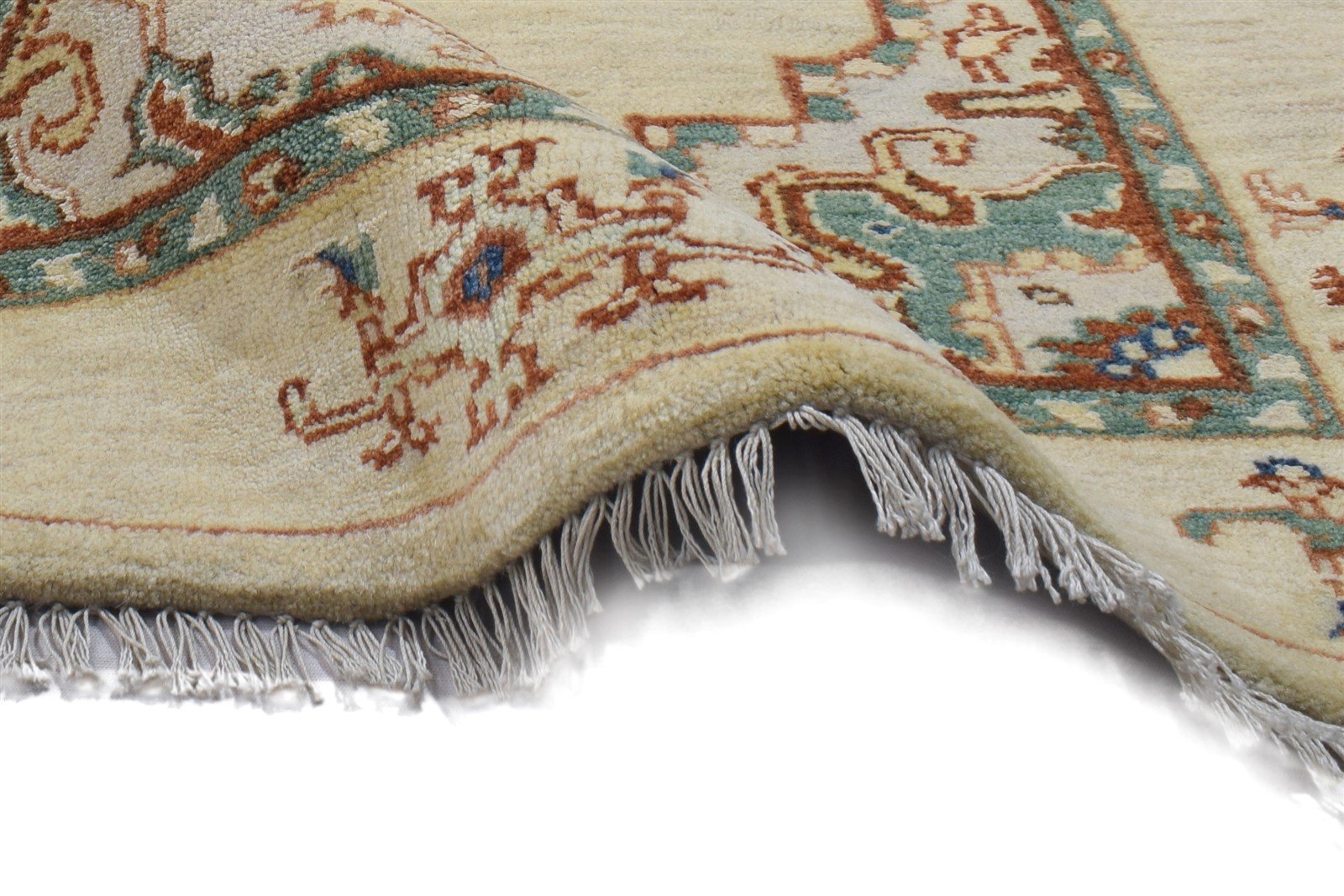 26X15 Rug Wool / Silk Beige Persian Hand Knotted Oushak Oriental Small Runner 7864089215125