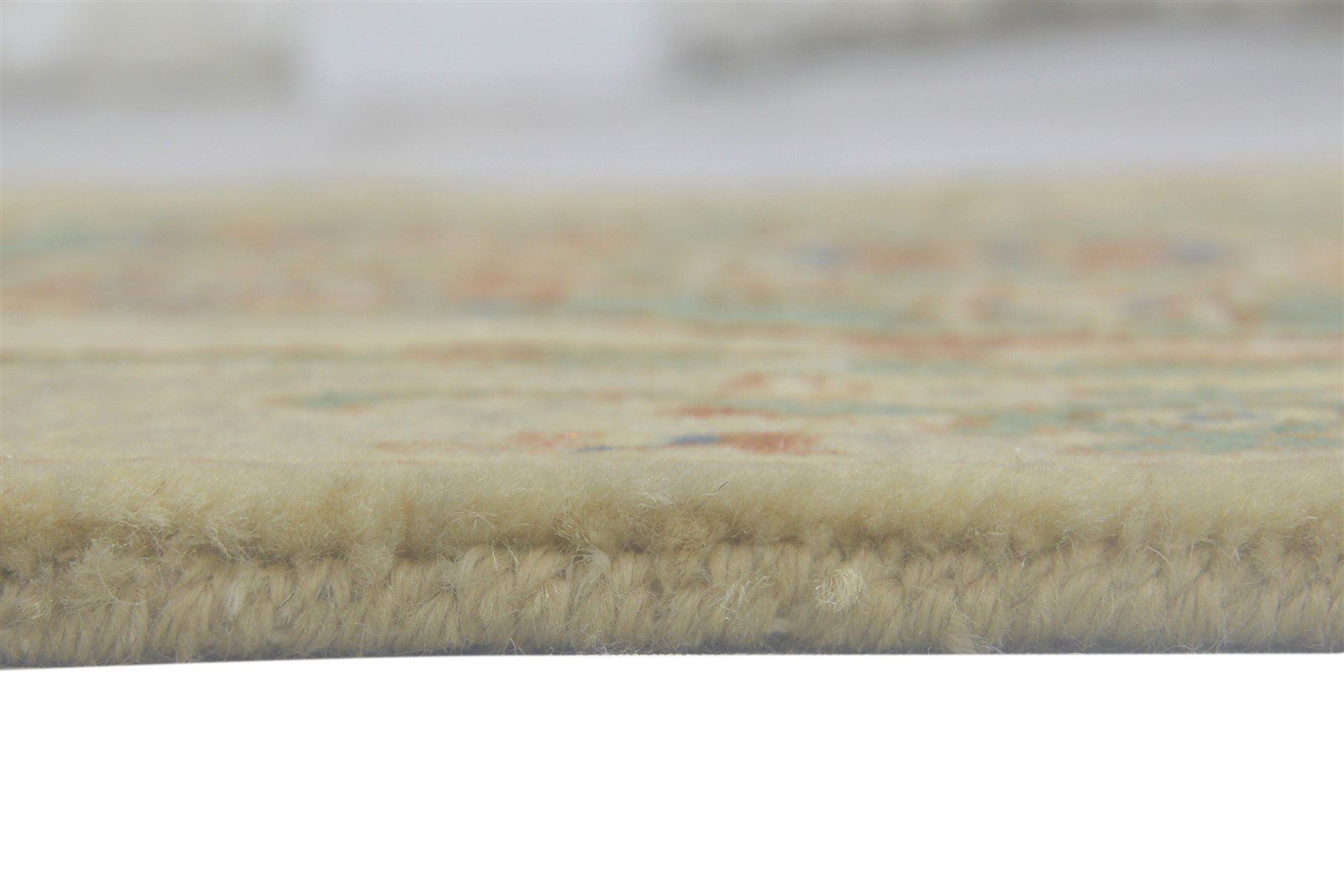 26X15 Rug Wool / Silk Beige Persian Hand Knotted Oushak Oriental Small Runner 7864089215125
