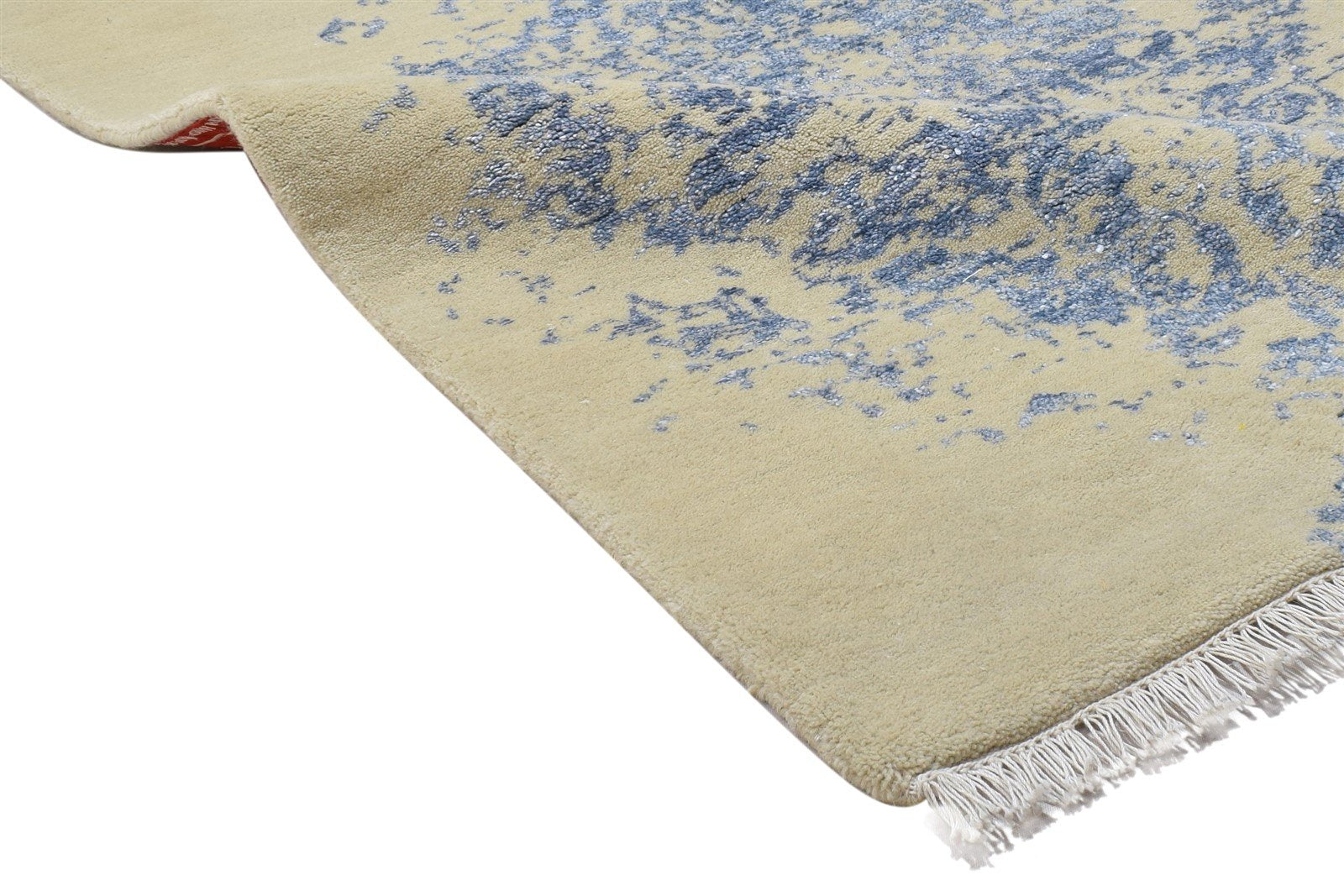 26X8 Rug Wool / Silk Beige Modern Hand Knotted Scandinavian Abstract Small 7864099864725