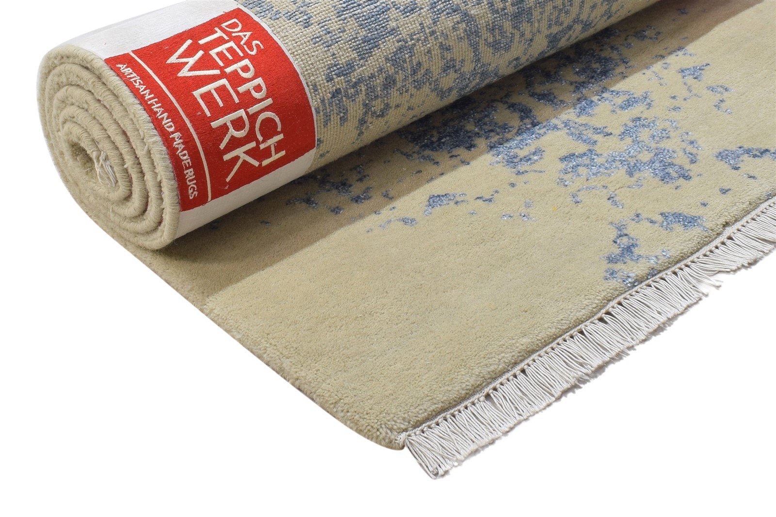 26X8 Rug Wool / Silk Beige Modern Hand Knotted Scandinavian Abstract Small 7864099864725
