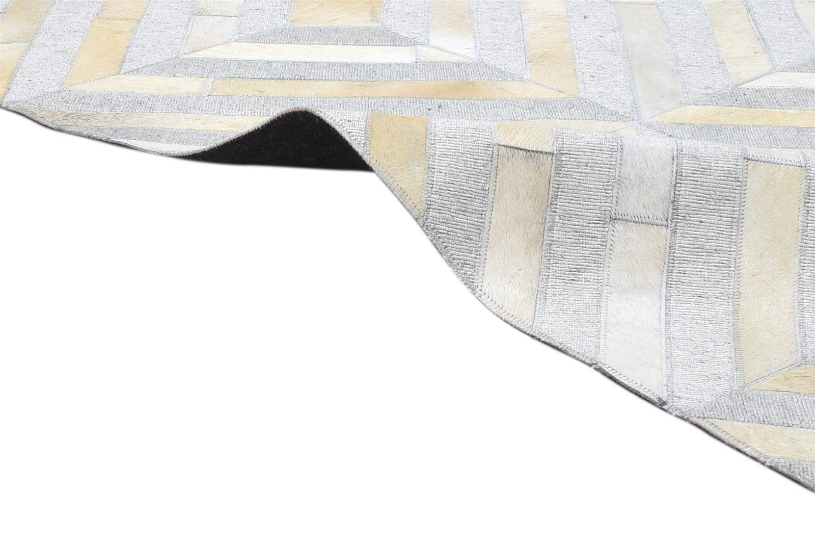 26X9 Rug Leather / Cotton Grey Modern Hand Woven Scandinavian Diamond Small 7864092459157