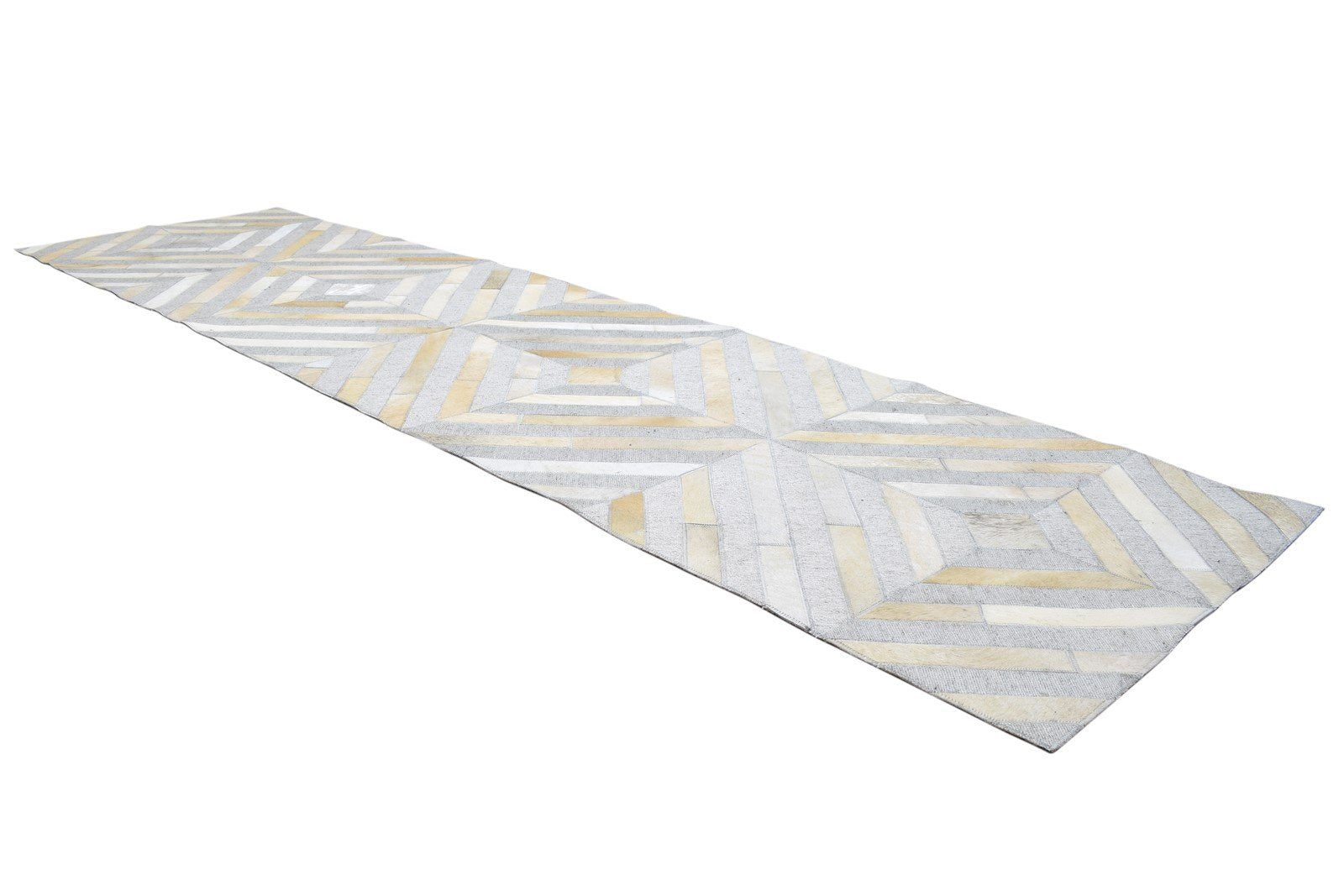 26X9 Rug Leather / Cotton Grey Modern Hand Woven Scandinavian Diamond Small 7864092459157