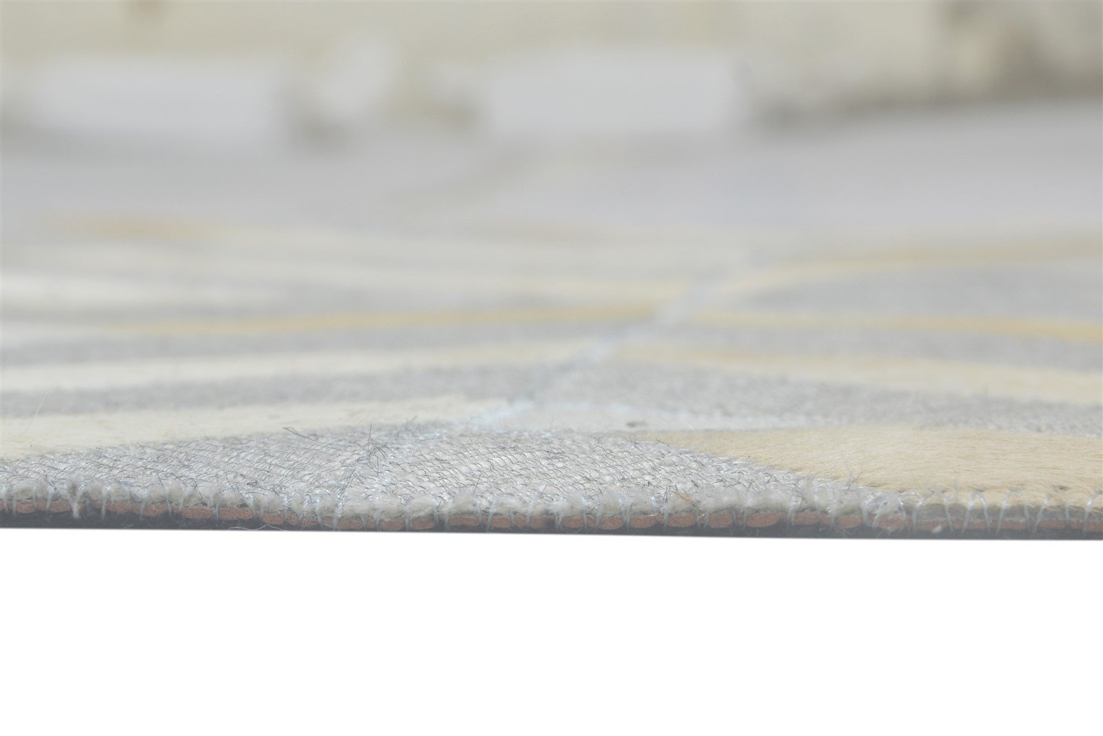 26X9 Rug Leather / Cotton Grey Modern Hand Woven Scandinavian Diamond Small 7864092459157