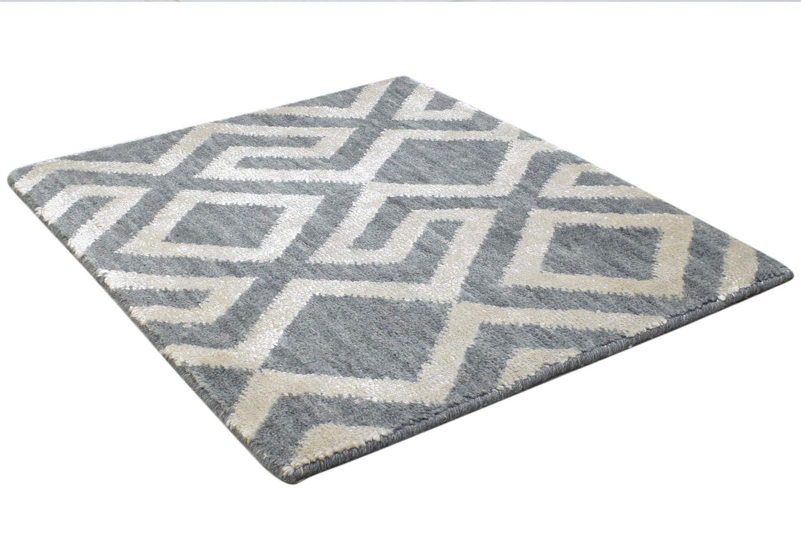 2X2 Rug Silk Dark Grey Modern Jacquard Loom Scandinavian Geometric Small Carpet 7864822792341