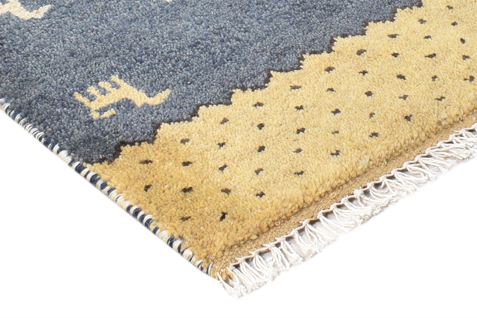 2X2 Rug Wool Dark Grey Southwestern Hand Knotted American Tribal Small Carpet 7865087688853