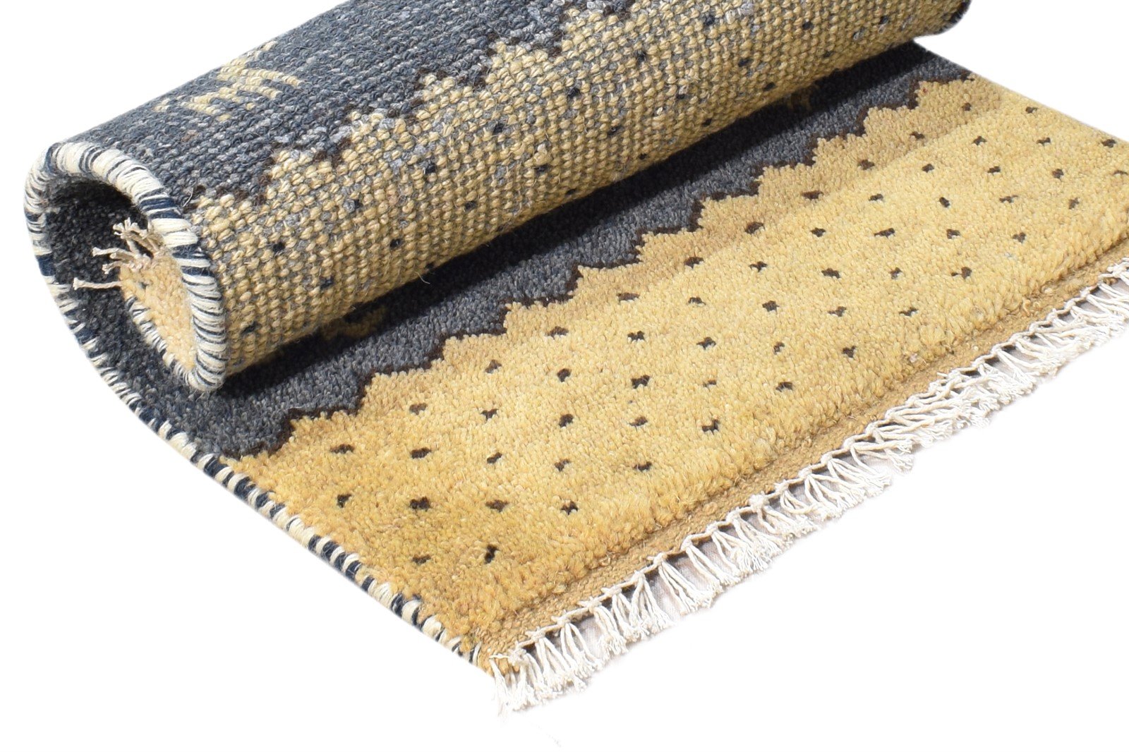 2X2 Rug Wool Dark Grey Southwestern Hand Knotted American Tribal Small Carpet 7865087688853