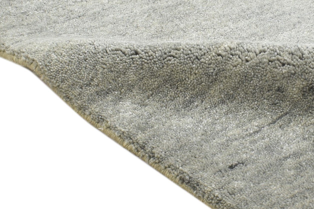 2X2 Rug Wool / Silk Grey Modern Hand Knotted Scandinavian Solid Small Carpet 7864131813525