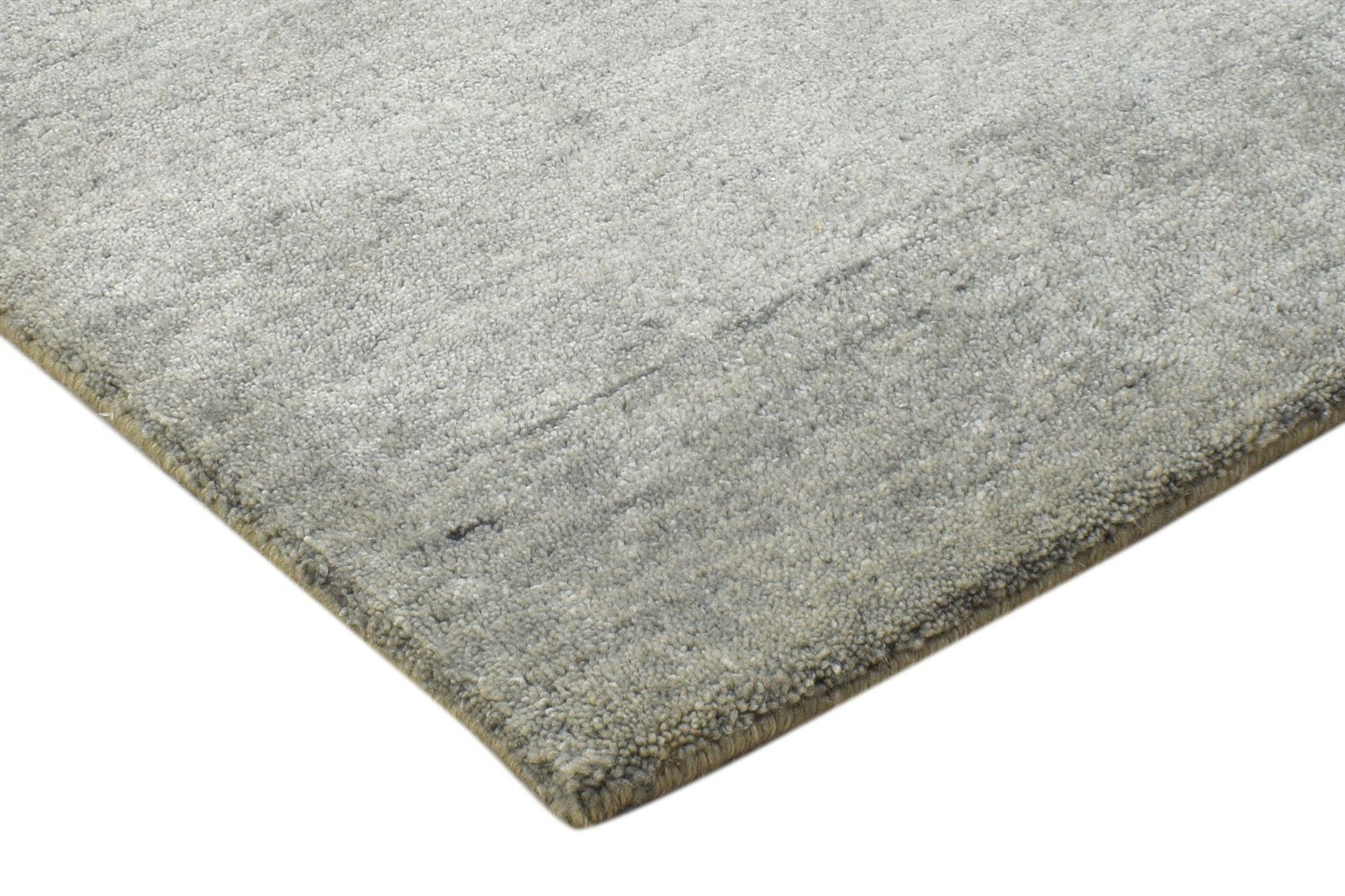 2X2 Rug Wool / Silk Grey Modern Hand Knotted Scandinavian Solid Small Carpet 7864131813525
