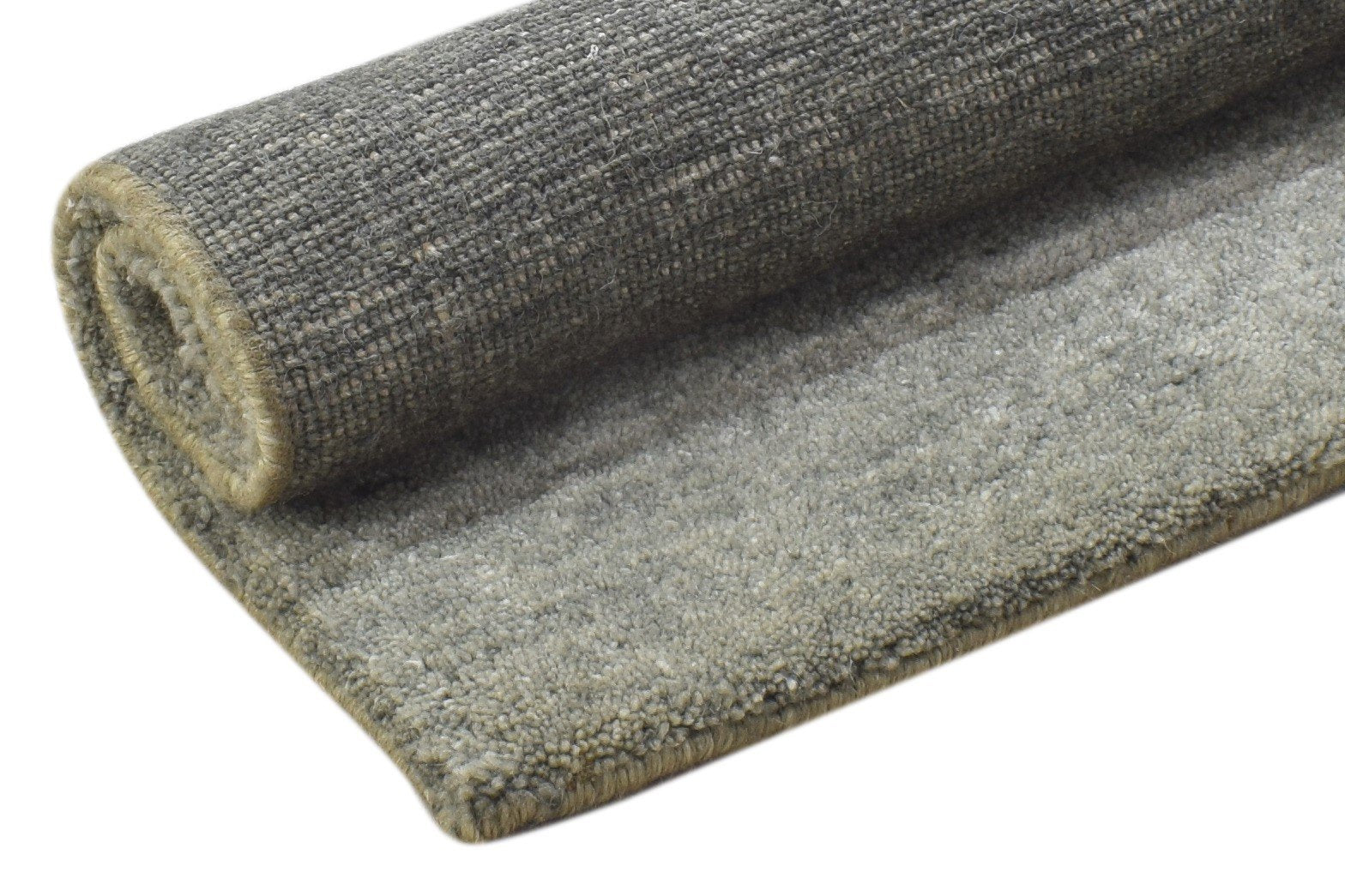 2X2 Rug Wool / Silk Grey Modern Hand Knotted Scandinavian Solid Small Carpet 7864131813525